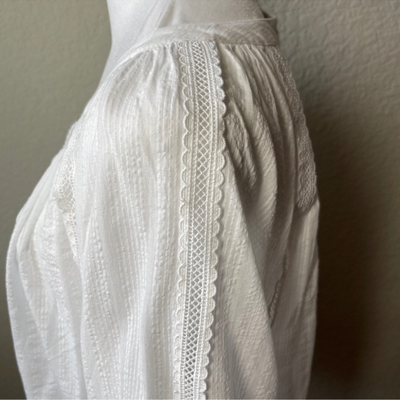 🆕 J Crew Peasant Top in Textured Voile Lace Trim - Picture 6 of 9